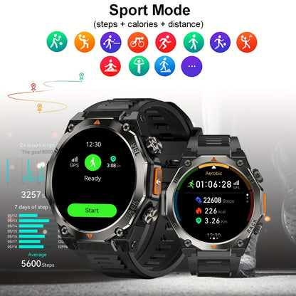 COIUSOR'S New GPS Smartwatch with LED Flashlight, 1.46-inch AMOLED HD Display, Wireless Calling, Real-Time Message Sync, One-Click Connection, Music Playback, GPS, Compass, Altitude, Barometer, Stopwatch, High Quality, Over 1
