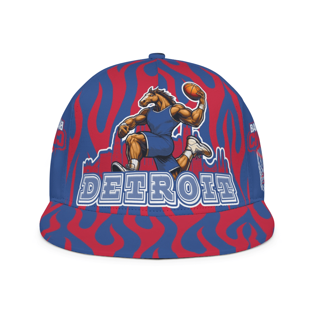 Detroit Basketball Print Snapback Hat - Adjustable Cap with Iconic Court Design, Vibrant Detroit-Themed Suitable for Game Day, Streetwear, &, Casual Apparel