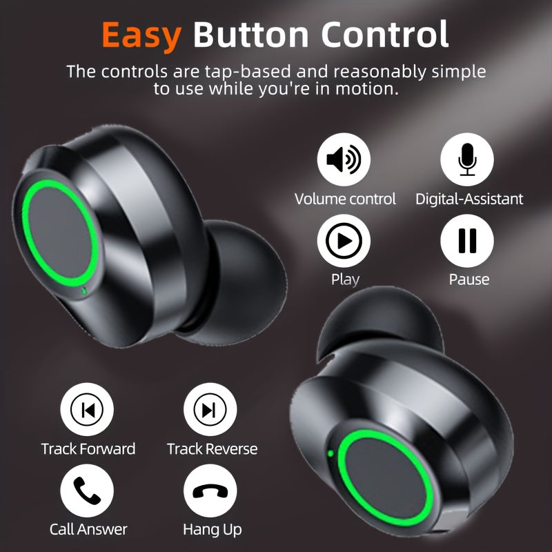 1pc Black Wireless Wireless Earbuds - BT Headphones, Stereo Deep Bass, HD Call Quality, LED Battery Display Charging Case and Smart Noise Cancellation, Touch Control, Anti-Tangle Design, 48 Hours of Playback Time, Perfect for