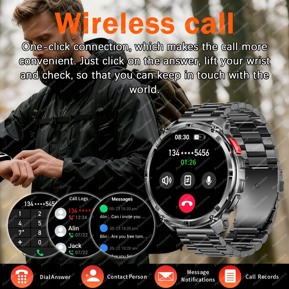 2025 Men's smart watch, 1.7-inch HD display, 1100mAh large-capacity battery, 90-day standby time, outdoor compass, wireless call, LED flashlight, 200+ dials, voice assistant, Men's watch, 120+ sports modes, fitness tracker wa