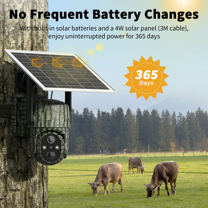 4pcs 4G LTE Hunting & Security System with 0.2s Instant Trigger, 2K Live View/Real-Time Alerts, Built-in SIM (7-Day Free Data), Waterproof Outdoor Trail Cameras, App Control, Pan/Tilt, Night Vision & Two-Way Audio