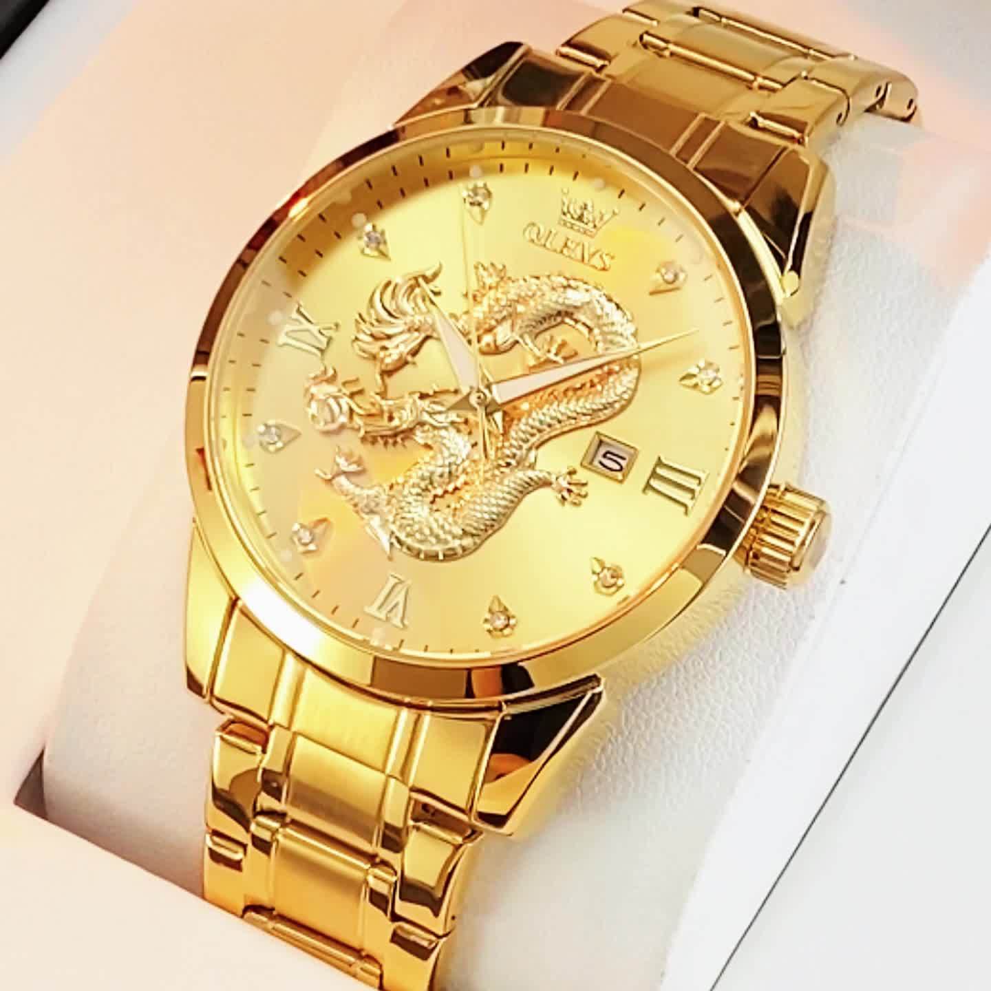OLEVS New Luxury Business Luminous Quartz Stainless Steel Watches for Men Original Top Brand Fashion Men'S Wrist Watches Golden Trend High Quality Best Selling Men'S Watches, Fashion Watches for Men, Mechanical Watches for Me