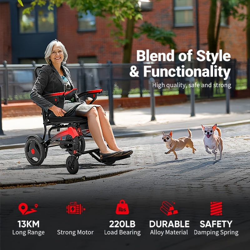 Electric Wheelchair for Seniors, 500W High Power, 30+ Miles Long Range, Foldable, 350 Lbs Capacity