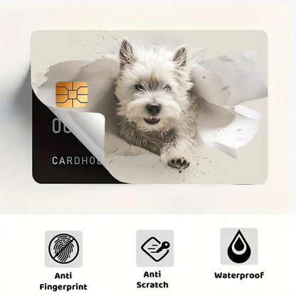 Fun Puppy Pattern Beige - Durable PVC Privacy Protection Stickers, Suitable for Credit Cards, Bank Cards, and Transit Cards, Scratch-Resistant, Fashionable Decorative Accessories and Gifts, Removable Self-Adhesive Decorative