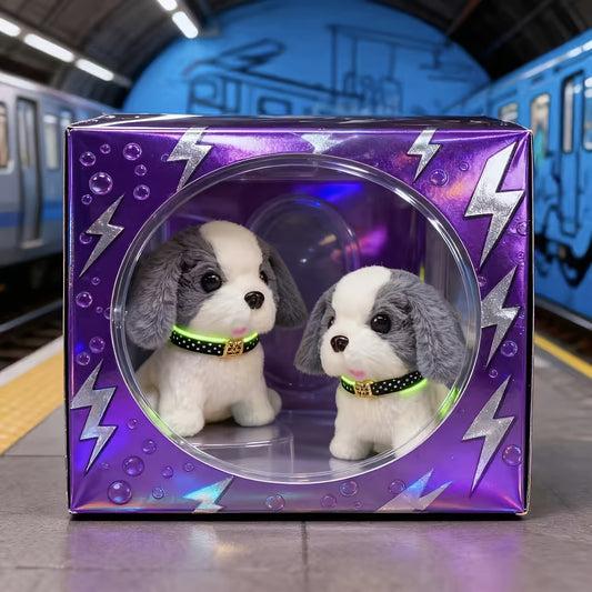 2 Realistic Electric Puppy Toys-interactive Plush Dog with Movable Legs And Barking Function, Cute Gift for Children, Graduation Gift, Christmas Gift, Birthday Gift And, Interactive Plaything, Fun Pet Accessory, Playful Desig