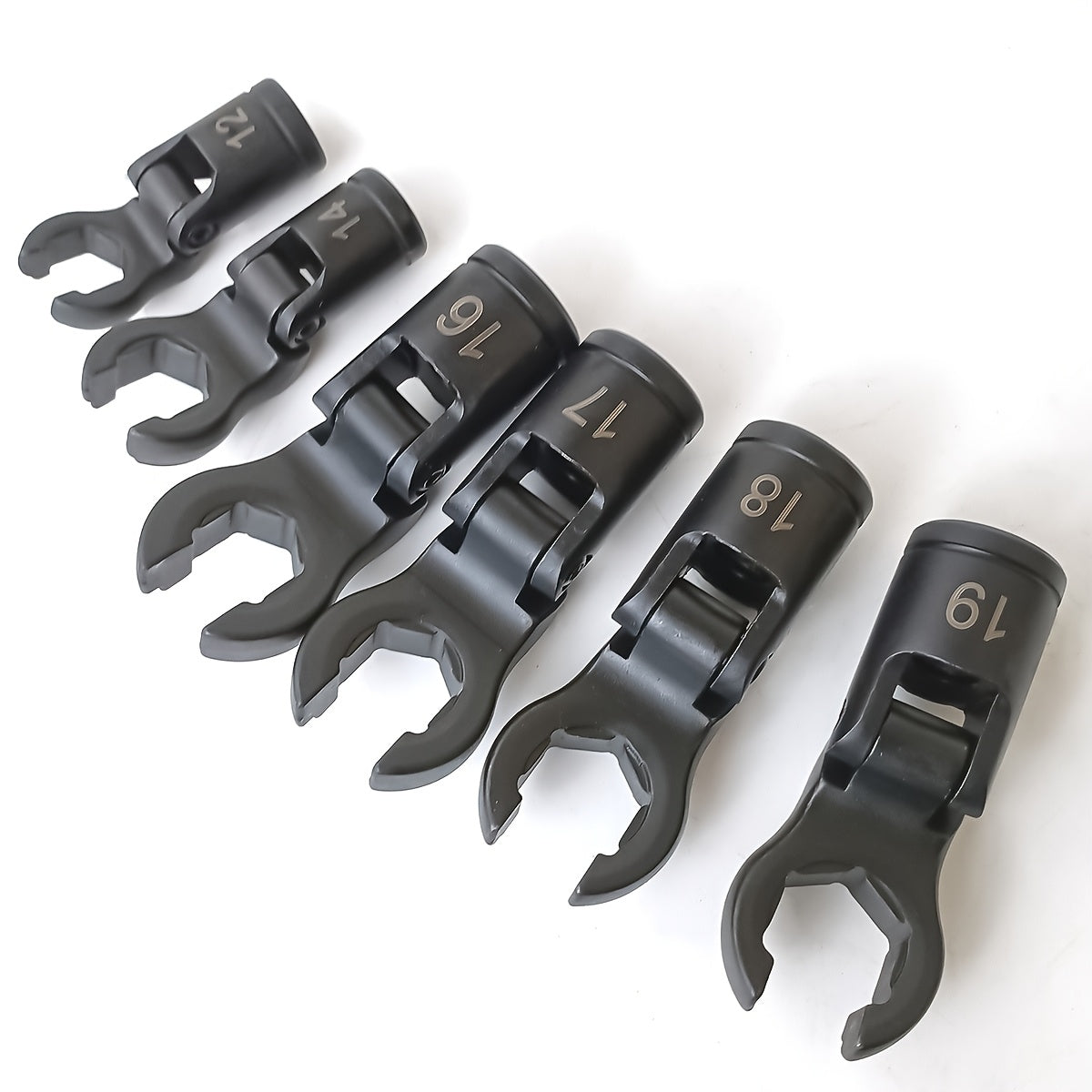 6 adjustable nozzle oil pipe wrenches, interchangeable open-end wrenches, can be used for repairing bicycles, cars, machines, product assembly, etc. Suitable for daily household maintenance