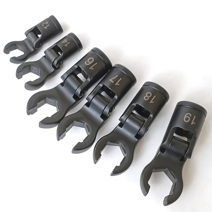 6 adjustable nozzle oil pipe wrenches, interchangeable open-end wrenches, can be used for repairing bicycles, cars, machines, product assembly, etc. Suitable for daily household maintenance