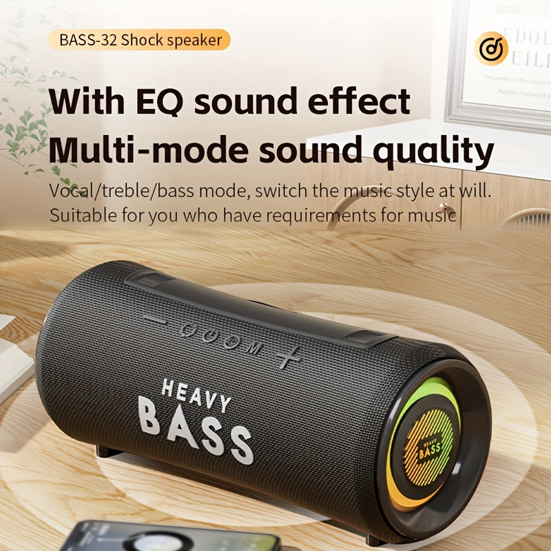 BASS-32 Party Wireless Speaker | 40W Heavy Bass Subwoofer, 360° Sound & RGB Lights, Portable, Tabletop, Button Control, Surround Sound, 6.1 Channel Configuration, USB Type-C Charging