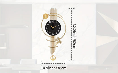 Large Silent Wall Clock with Quartz Movement - Nautical Theme, Wood & Metal Retro Modern Design, Digital Display, Auto-Off, AA Battery Operated (Not Included), Ideal for Living Room, Kitchen, Office Decor, Clock Wall Decor, M