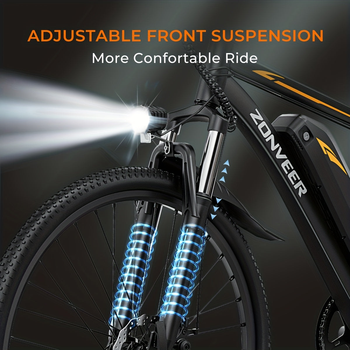 M26 Electric Bike for Adults - 1000W Peak Motor, 40-Mile Range & 20MPH High-Speed, 26" All-Terrain Tire Ebike with Front Suspension, 7-Speed Shimano System, 360Wh Removable Battery, Hydraulic Disc Brakes, Carbon Rims - Heavy-