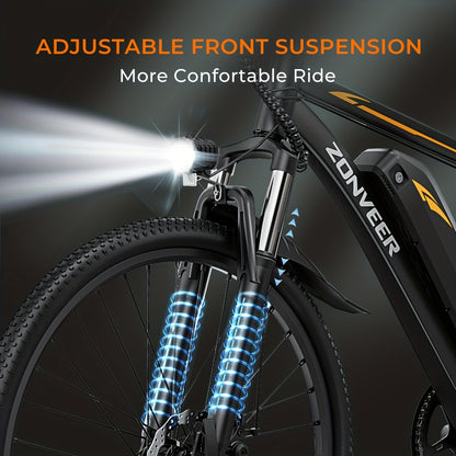 M26 Electric Bike for Adults - 1000W Peak Motor, 40-Mile Range & 20MPH High-Speed, 26" All-Terrain Tire Ebike with Front Suspension, 7-Speed Shimano System, 360Wh Removable Battery, Hydraulic Disc Brakes, Carbon Rims - Heavy-