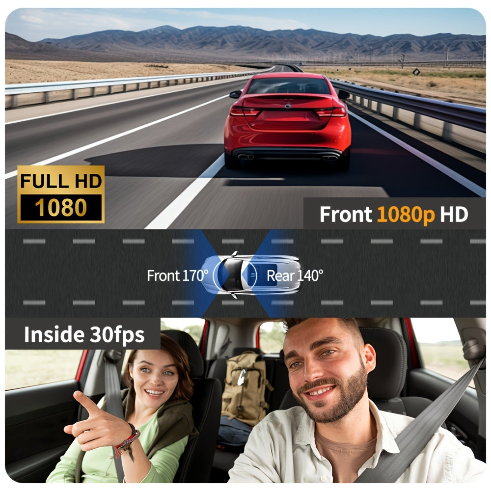 FHD 1080P Front And Rear Dual-Lens Driving Recorder, Car Driving Recorder, Car Camera Infrared Night Vision Function, 170° Wide-Angle Car DVR Camera Loop Video Gravity Sensing Car Dashboard Video Camera, Automotive Parts Tac