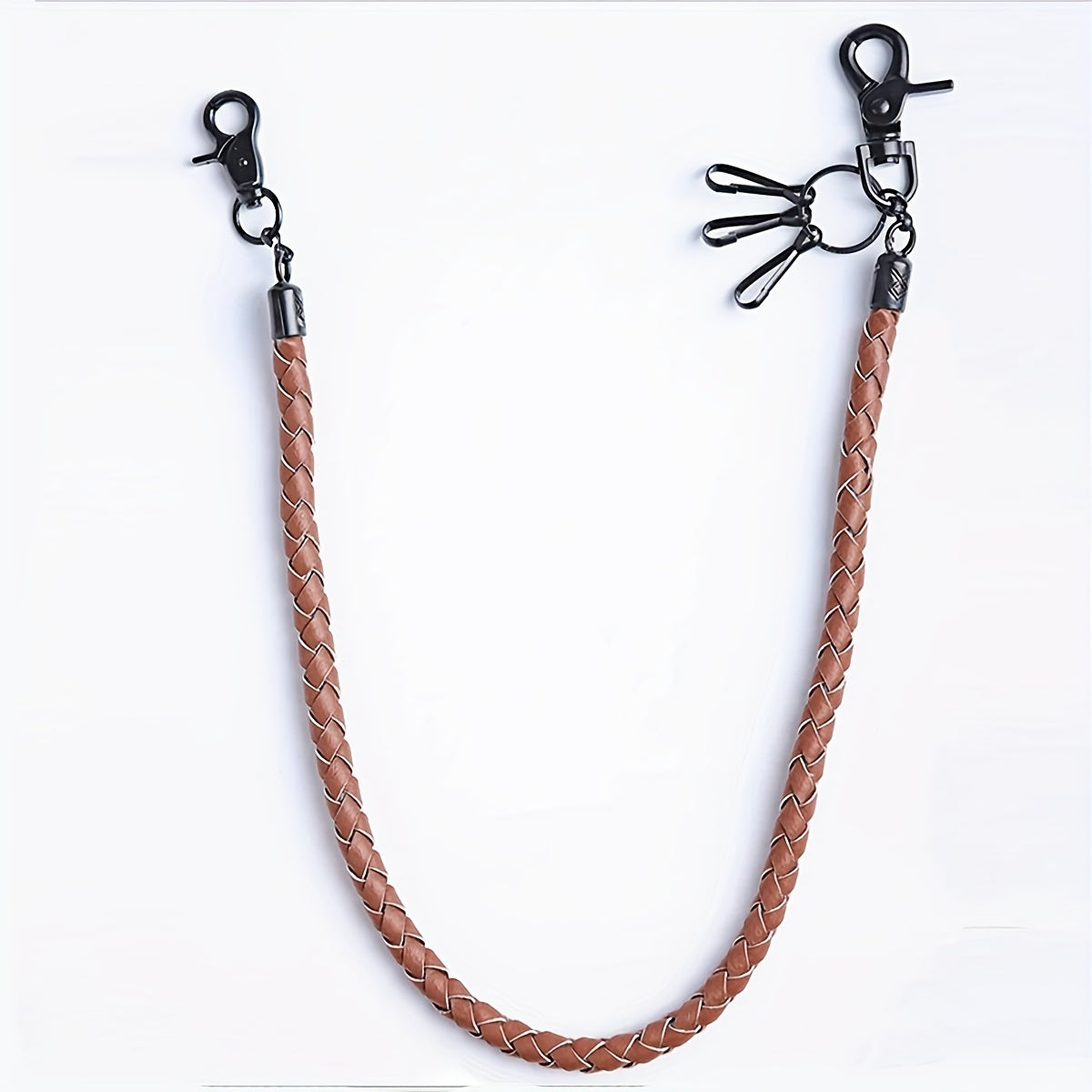 Retro Punk Jeans Waist Chain Braided Faux Leather Key Chain with Lobster Buckle Key Ring for Men, Funky Motorcycle Riding Accessories, Perfect for Halloween, Christmas, Easter Gifts