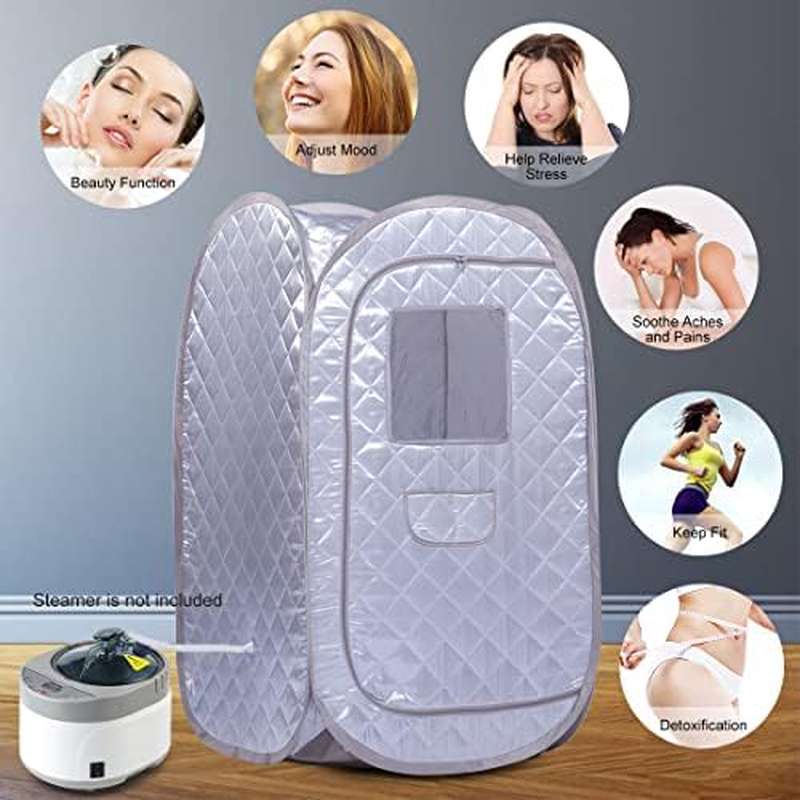 Smartmak Portable Sauna Tent | Foldable One Person Full Body Spa for Detox Therapy Without Steamer - Grey, Made of Polyethylene Terephthalate
