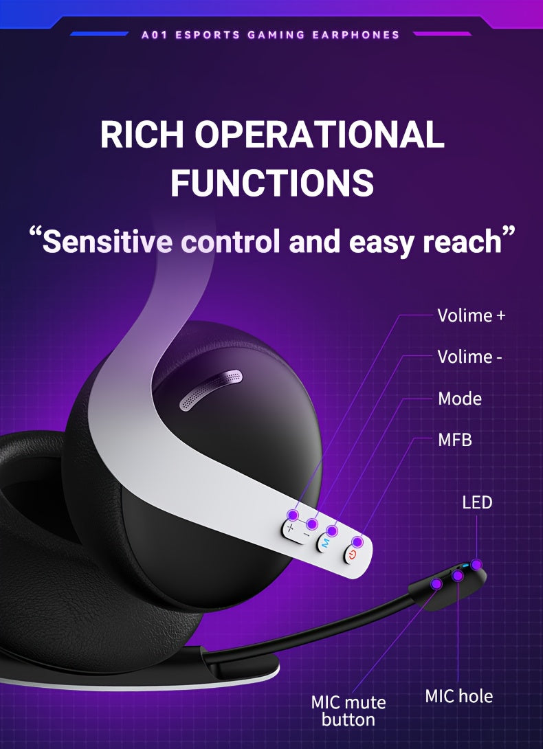 FonkiiDokii 7.1 Surround Sound Gaming Headphones with Noise Isolation, 3.5mm USB-C Cable & Built-in Mic | 2.4G Wireless, 5.4BT Connection, Comfort Fit, Closed-Back Design