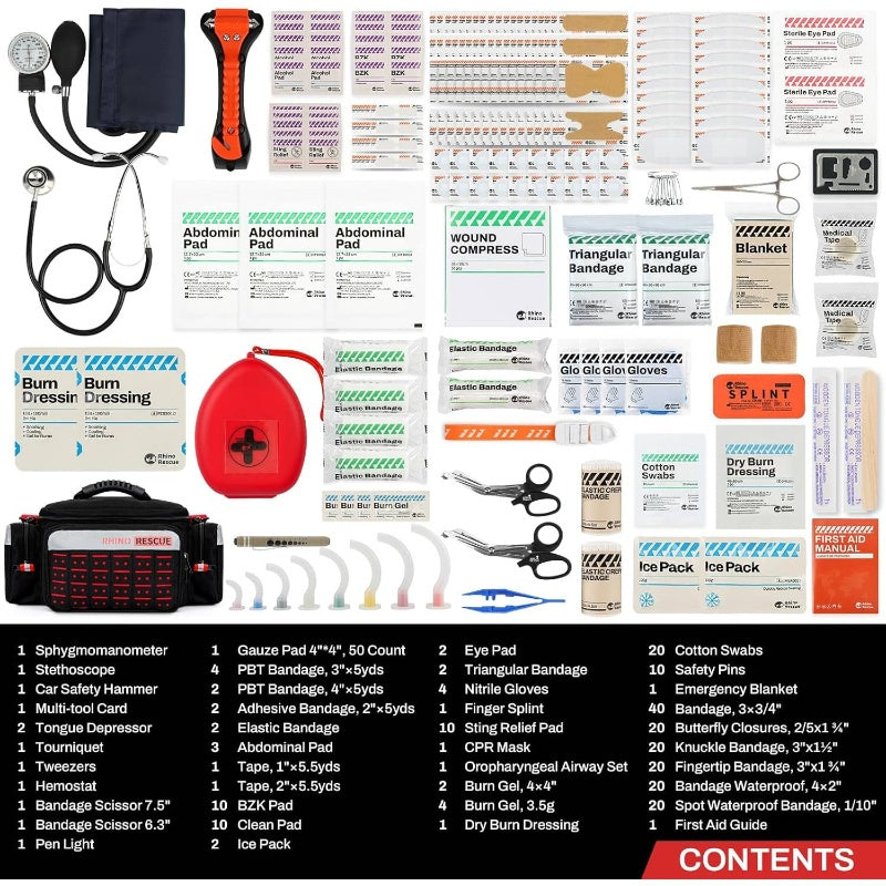 First Responder First Aid Kit Fully - Stocked EMT Bag, Professional EMTEMS Trauma Kit, Molle System Reflective Stripe, 300+ First Aid Supplies, Suits Business, Home Black, Emergency Supplies, Tactical First Aid, Compact First