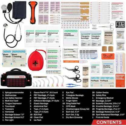First Responder First Aid Kit Fully - Stocked EMT Bag, Professional EMTEMS Trauma Kit, Molle System Reflective Stripe, 300+ First Aid Supplies, Suits Business, Home Black, Emergency Supplies, Tactical First Aid, Compact First