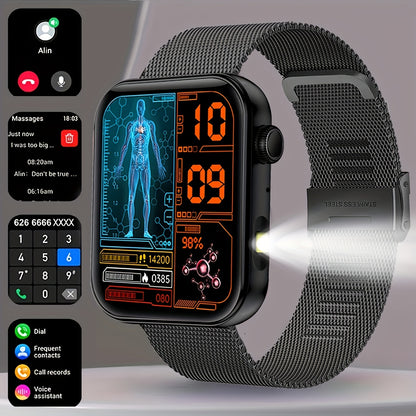 COIUSOR Smart Watch Built-In LED Flashlight, 1.85-inch HD screen, Mobile phone Synchronization information, Wireless call, information call reminder, 100+ sports mode, Fitness Smart watch, for Android mobile phones, Smart Wat