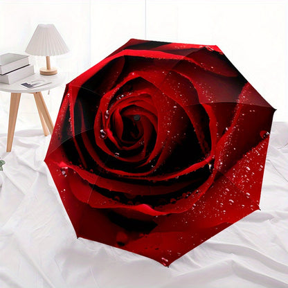 Red Rose Style automatic automatic automatic umbrella sun protection folding umbrella parasol portable travel decoration fashion umbrella holiday gift