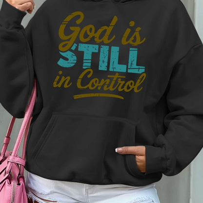 Women'S Hoodie - Beige Pullover Sweatshirt with "God is Still in Control" Inspirational Quote, Long Sleeve Hooded Sweater for Fall/Winter, Cozy Casual Everyday & Formal Outfits - Perfect Christian Gift for Women, Ladies Sweat