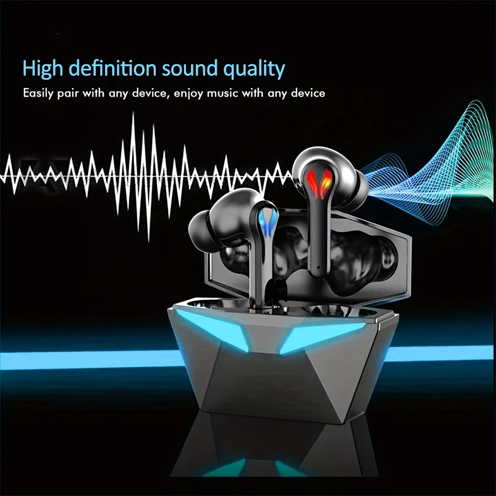 [40H Wireless Gaming Earbuds] Wireless Bluetooth Gaming Earbuds | Blue Light, 3D Surround Sound, 40H Battery, Touch Control | Perfect for Streamers & Gamers