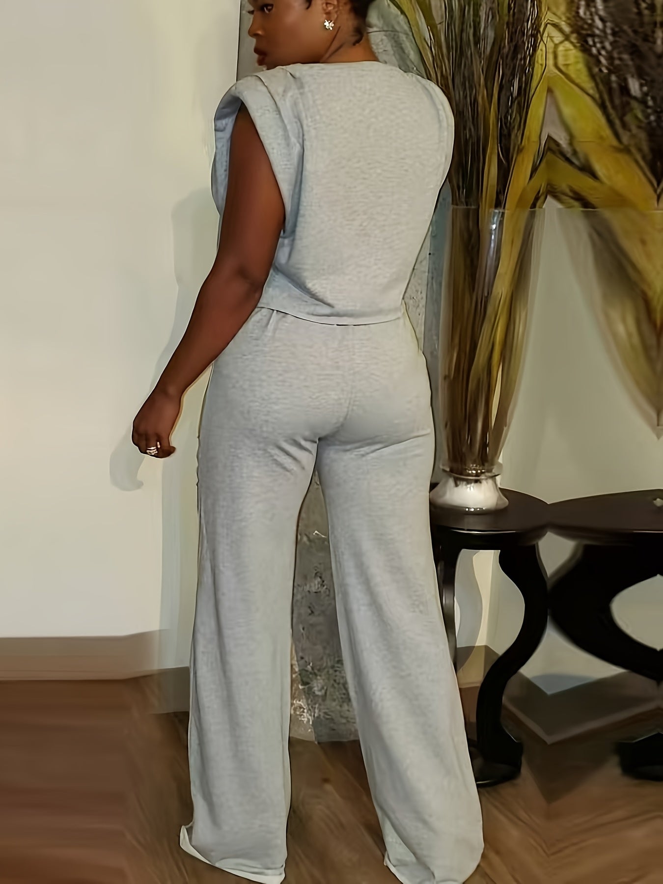 Distressed Burnt-Out Set - Women's Sleeveless Sweatshirt and Pants