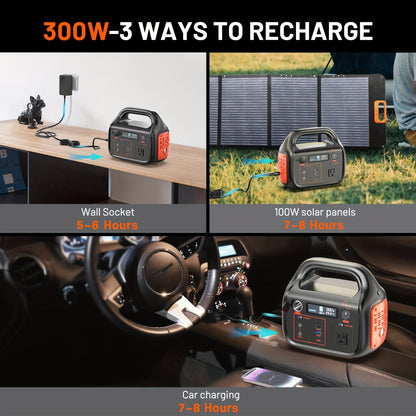 Portable Power Bank with Solar Panel, 293Wh/300W, Suitable for Family Emergency Outdoor Hunting Camping RV Trip, Vehicle Emergency & Backup Power, Portable Generator for Camping, Portable Power Station with Solar Panel, Solar