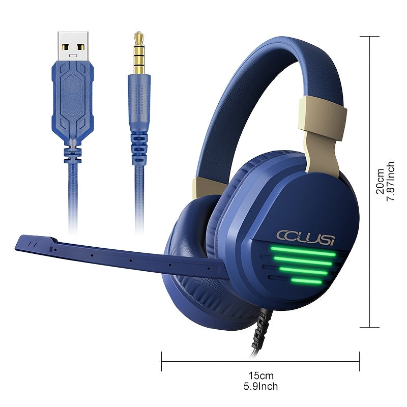 COLUSIBLUE Wired Gaming Headset with Noise-Cancelling Mic, Stereo Bass Surround, Soft Memory Earmuffs for PC, PS4, PS5, One Controller, Volume Control, Condenser Microphone, Non-Waterproof, Plastic Material, Tangle-Free Desig