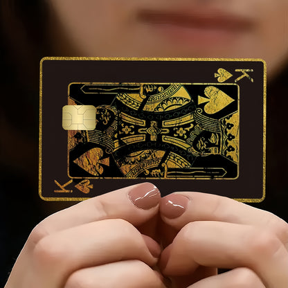 Ace of Spades Poker Pattern Credit Card Beige Cover, Waterproof Sticker, Ultra-Thin, High-Quality, Scratch-Resistant, Suitable for Credit Cards, Bank Cards, Bus Cards, Removable Self-Adhesive for Most Cards, Ideal Gift for Fr
