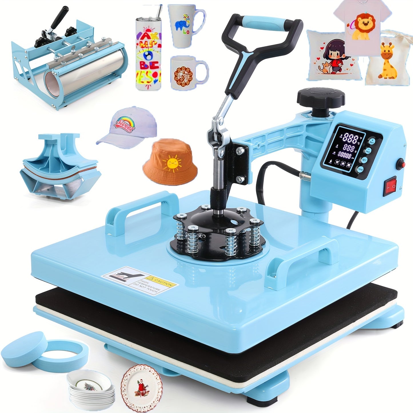 Heat Press Machine - Multifunction 5in 1 with Tumbler Press - 15" X 15" / 12" X 15" Heat Transfer Machine - 360° Swing Away T-Shirt Pressing Machine - Fast And Even Heating - Digital Precise Control - for DIY T-Shirts/Mugs/H