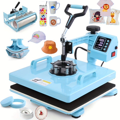 Heat Press Machine - Multifunction 5in 1 with Tumbler Press - 15" X 15" / 12" X 15" Heat Transfer Machine - 360° Swing Away T-Shirt Pressing Machine - Fast And Even Heating - Digital Precise Control - for DIY T-Shirts/Mugs/H