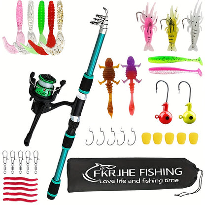 1-Piece Spinning Fishing Rod and Reel Combo - 70.87inch Telescopic Saltwater-Freshwater Heavy-Drag System (11.02LB), 5.2:1 Gear Ratio & 3BB Bearing Reel, Medium- Power Fishing Rod with Full Accessories Kit for Surf, Pike, Tro