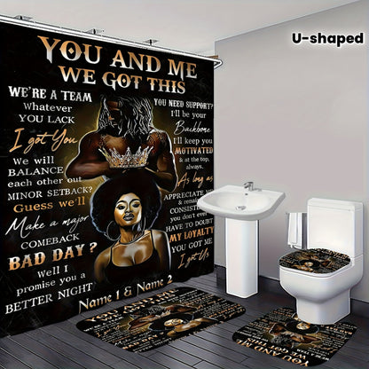 4pcs Shower Curtain Bathroom Sets, Fashion Shower Curtain Sets with Rug, Abstract Modern Shower Curtain Set, with 12 Hook, Bath Mat, U-shaped Bath Mat And Toilet Seat Cover, Bathroom Home Decor And Accessories