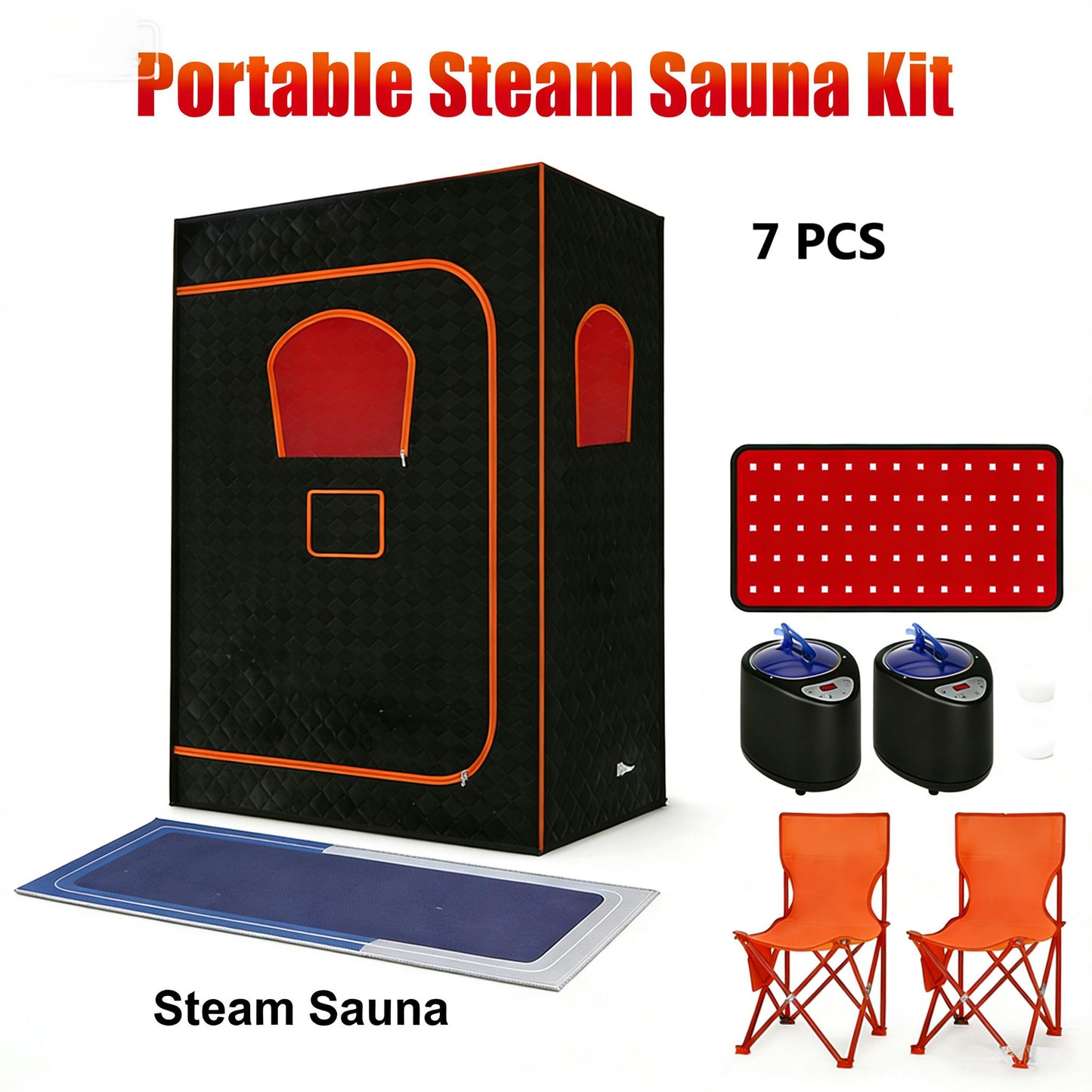 71" x 49" x 36" Portable Double Steam Sauna Tent | Full Body Spa with 2 Steamers, Electric, Foldable, High Temperature, Anti-drying and Leak-proof, Zipper Window, PVC Material, Suitable for Gym and Bathroom Use