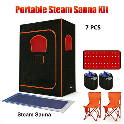 71" x 49" x 36" Portable Double Steam Sauna Tent | Full Body Spa with 2 Steamers, Electric, Foldable, High Temperature, Anti-drying and Leak-proof, Zipper Window, PVC Material, Suitable for Gym and Bathroom Use