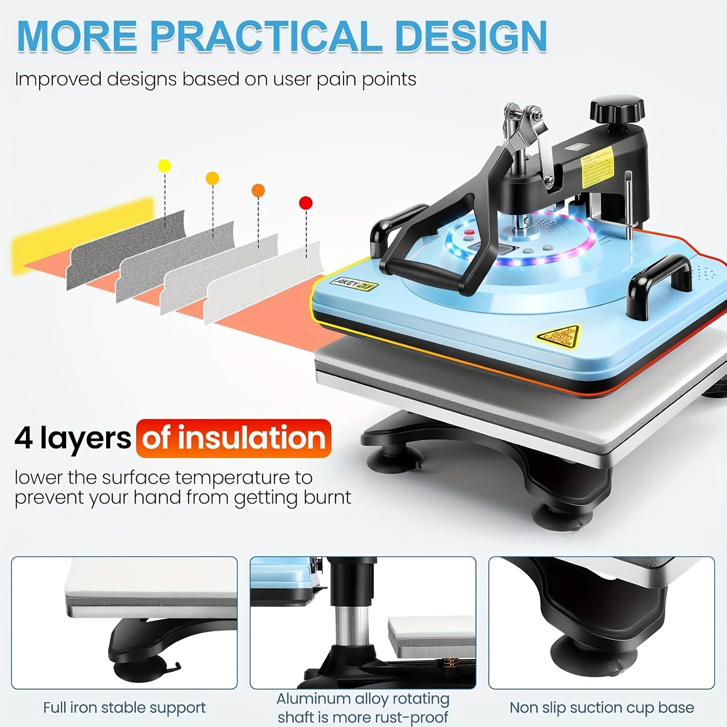 Advanced 8-in-1/ 5-in-1 - 15"x12" Heat Press Machine Set, Multi-Size Transfer Professional Sublimation Combination, With DUAL-TUBE HEATING And LED Lights, Suitable For T-shirts, Bags, Pillows, Hats, Beanies, Roller - Rotatabl