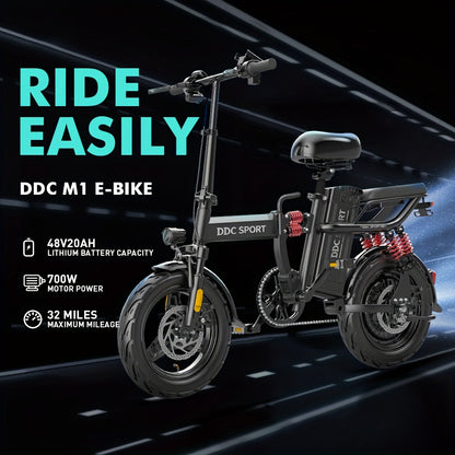 Discover Without Limits: 700W Collapsible Electric Bicycle for Grown-Ups. Reach Speeds of 20MPH And Travel Up to 35 Miles on a 48V Battery. Conquer 25° Inclines, Support Up to 385 Pounds, And Enjoy a Comfortable Ride with Ef
