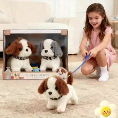 2pcs Interactive Puppy Robot, Pet Toy, Plush Toy with Walking and Tail Wagging, Simulation Toy, Cute Plush Dog for Kids, Adorable Pet Gift