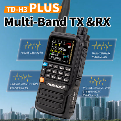 TIDRADIO H3 PLUS | Ham Radio Multi-Band Two-Way Radios with AM/ FM & Wireless Headset Compatibility | 5000km Long Range Walkie Talkies for Camping & Emergency