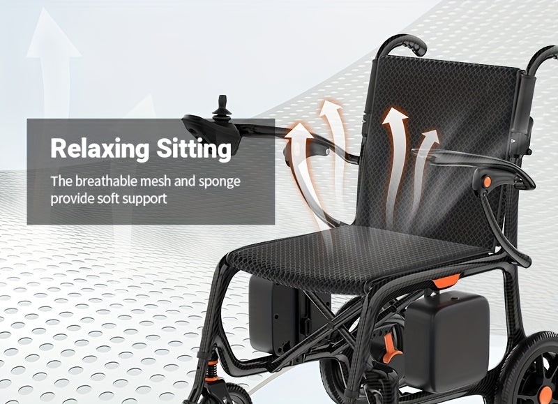 100% Carbon Fiber Electric Wheelchair 28lbs Ultra-Light Foldable No Assembly Required Dual Batteries 28-Mile Range All-Terrain Capable And FAA Approved