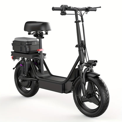 UPlee Peak Power 740W Electric Bike For Adults, 20MPH Full Shock Absorption Comfortable Riding, 48V6/8/10/15/17.5Ah, Max 32Miles Folding Ebike, 14'' Tubeless Off-road Tire, City Commuter