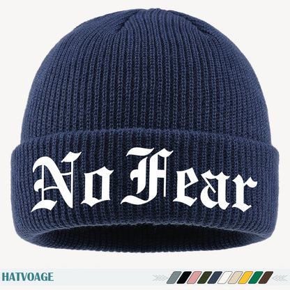 1pc "NO FEAR" Printed Beanie, Loose and Comfortable, Multi-Color Options, Unisex Couple Running Cap, Fashionable Street Skateboard Hat, Autumn/Winter Warm Hat, Suitable for Skiing, Cycling, Running, Fishing, Vacation, Birthda