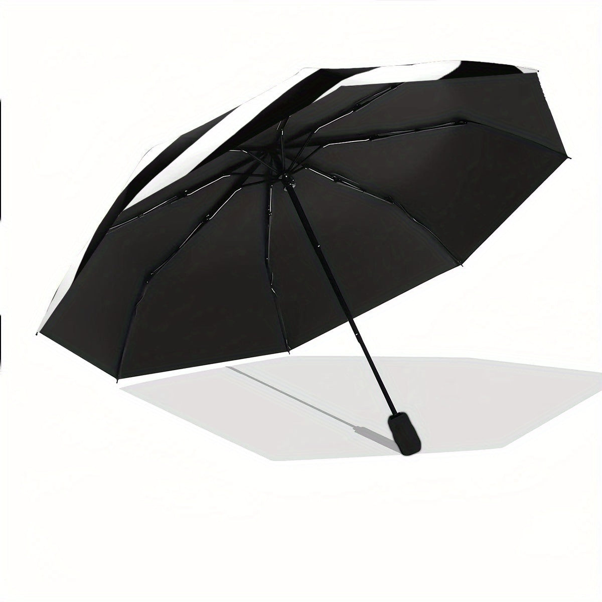 Automatic Folding Umbrella with Black & White Spiral Design - 8-Rib Automatic Open/Close, Portable Collapsible Compact Umbrella with Ergonomic Handle & Windproof Canopy for All-Season Use, Casual Outdoor Travel, Christmas/Bir