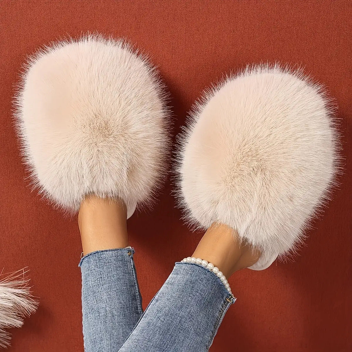 Women'S House Slipper, Indoor Slipper For Women, Slip-on Shoe For Women, Elegant Plush Furry Slippers With Non-slip Rubber Sole, Soft Warm Lining & Cozy Closed-toe Design, Korean Style Slip-on Slippers For Home, Office, Casua