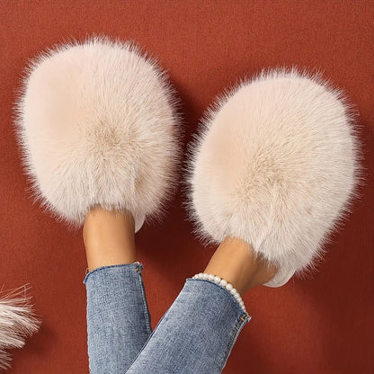 Women'S House Slipper, Indoor Slipper For Women, Slip-on Shoe For Women, Elegant Plush Furry Slippers With Non-slip Rubber Sole, Soft Warm Lining & Cozy Closed-toe Design, Korean Style Slip-on Slippers For Home, Office, Casua