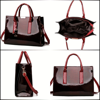 Women'S Large Capacity Elegant Handbag with Detachable Strap & Golden-Tone Hardware - Structured Tote, Golden-Tone Hardware & Zipper Closure
