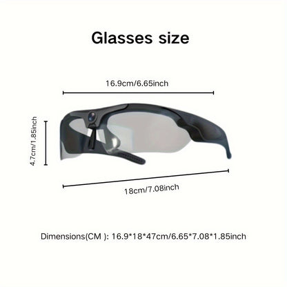 1080P HD Video Camera Glasses, Outdoor Sports DV Camera, Smart Glasses, Wide-Angle 120 ° Glasses Camera, Body Camera, Cycling, Motorcycle, Bicycle, with 64GB Storage Card