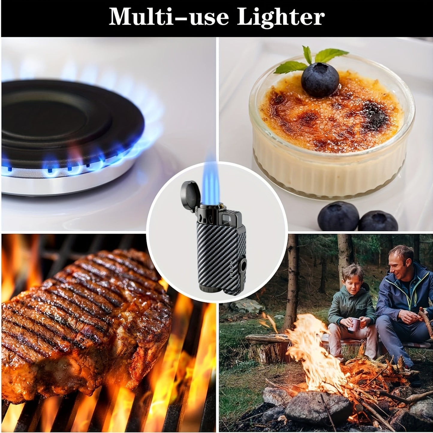 New Butane Spray Gun Lighter with Windproof Features, Direct Blue Flame, Visible Air Window, Adjustable Flame, And Circulating Inflation. It'S Multifunctional And Ideal for Outdoor Barbecues, Cooking, Welding, Lighting Candle