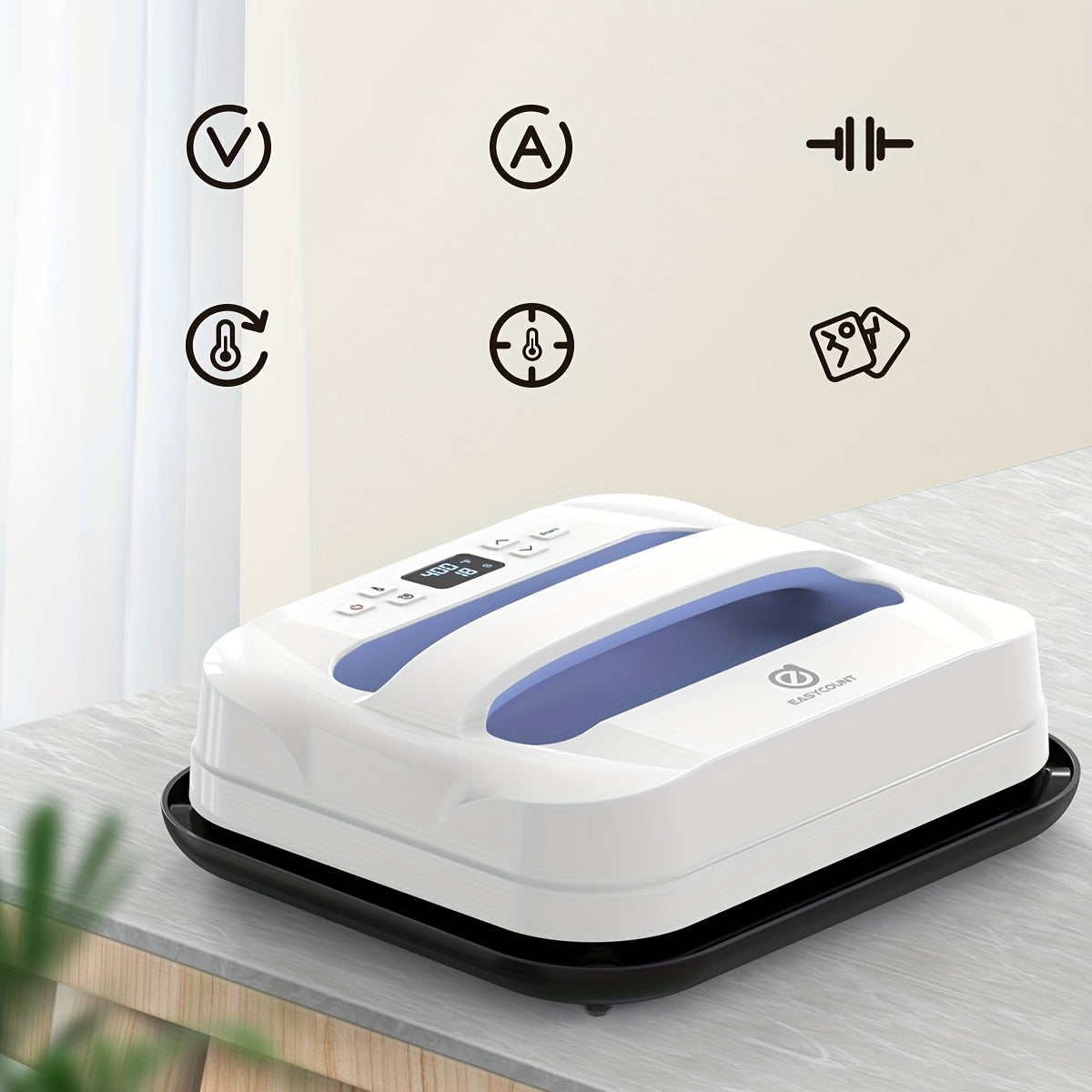 EasyCount 12''x10'' Portable Electric Heat Press Machine - Black, Power Supply via US Plug, Ideal for Crafts & Fabric, Includes Apron & Accessories, Fabric Printing|Crafty Atmosphere|Durable Plastic, Heat Press Machine Access