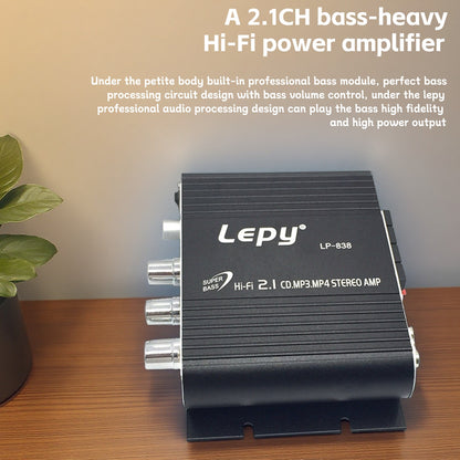 A 600W High-Power 2.1 Channel Amplifier with Hifi Stereo, Featuring Bass Enhancement And Treble Control, 3.5Mm Input, Suitable for Car Speakers, Home Theaters, Computers, And Tvs